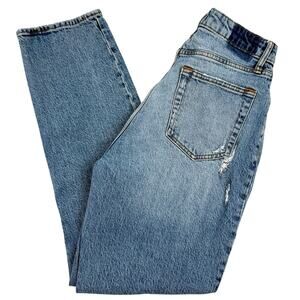 Abercrombie The Dad High Rise Jeans 29R Curve Love Distressed Denim Straight Leg